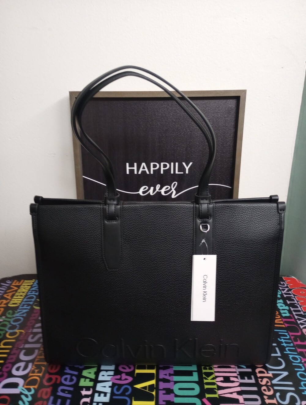 Boss Black Calvin Klein Leather Tote!.